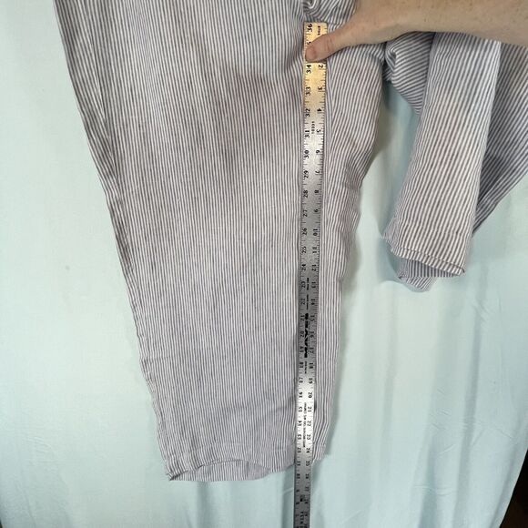 J Jill Love Linen Button Side Nautical Pants Crop Blue Stripe SIZE LARGE Womens - Picture 9 of 13